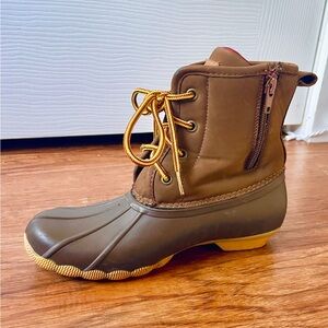 Kids Brown Duck Boots – Waterproof Winter Snow Rain Boots – Youth Size 4